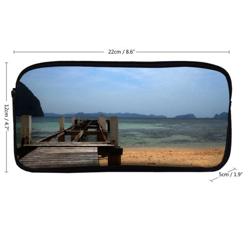 yanfind Pencil Case YHO Tropics Horizon Morning  Beach Coast Shore Sky Ocean Tropics Ocean Beach Zipper Pens Pouch Bag for Student Office School