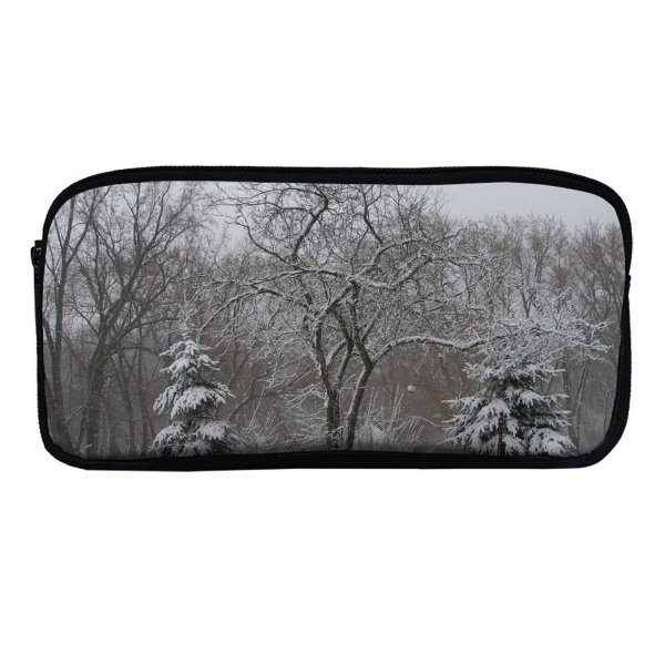 yanfind Pencil Case YHO Winter Winter Natural Atmospheric Landscape Branch Snow Tree Frost Trees Freezing Silouette Zipper Pens Pouch Bag for Student Office School