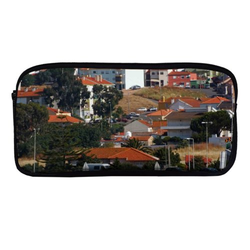 yanfind Pencil Case YHO Town Cars Settlement Home Area Residential City Village Buildings City Houses Cityscape Zipper Pens Pouch Bag for Student Office School