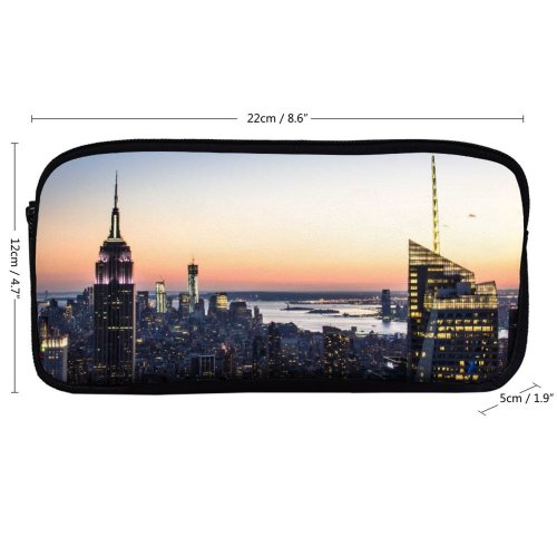 yanfind Pencil Case YHO Gielt York City Aerial Cityscape City Lights Landmark Rockefeller Center City Sunset Zipper Pens Pouch Bag for Student Office School