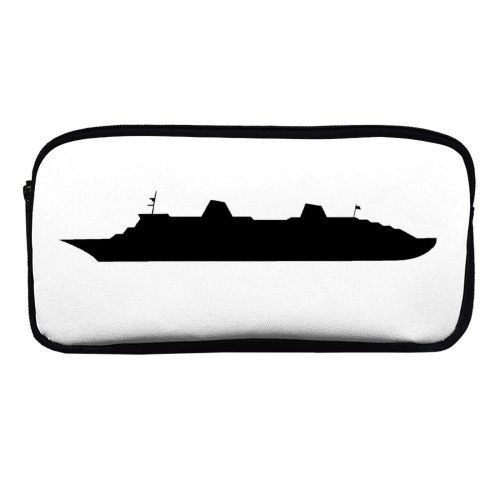 yanfind Pencil Case YHO Vehicle Vessel Ship Silhouette Tourism Illustrat Passenger Sea Boat Sailing Big Ship Zipper Pens Pouch Bag for Student Office School