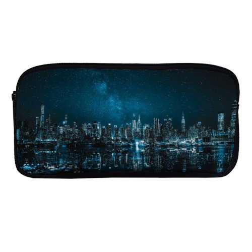 yanfind Pencil Case YHO Sanaan Mazhar York City Cityscape Night City Lights Reflections Zipper Pens Pouch Bag for Student Office School