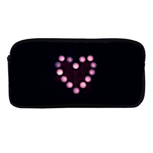 yanfind Pencil Case YHO Sharon McCutcheon Black Dark Love Love Heart Candle Lights Heart Tea Light Zipper Pens Pouch Bag for Student Office School