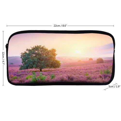 yanfind Pencil Case YHO Gerard Spring Sunrise Landscape Purple Heath Countryside Zipper Pens Pouch Bag for Student Office School