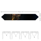 Yanfind Table Runner Hong Kong City Cityscape Architecture Skyscrapers Nightlife Ferris Wheel Lights River Reflection Everyday Dining Wedding Party Holiday Home Decor