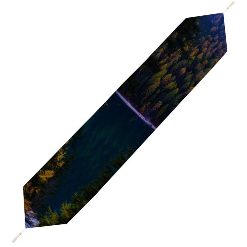 Yanfind Table Runner Francesco Ungaro Lake Forest Wilderness Pine Trees Evening Everyday Dining Wedding Party Holiday Home Decor