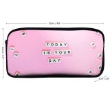 yanfind Pencil Case YHO Sincerely Media Quotes Today Is Your Letters Girly Motivational Popular Quotes Zipper Pens Pouch Bag for Student Office School