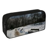 yanfind Pencil Case YHO Winter Winter Geological Sky  Snow Warsaw Landscapes Bench Tree Frost Park Zipper Pens Pouch Bag for Student Office School