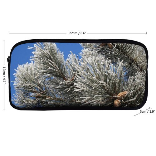 yanfind Pencil Case YHO Winter Frost Freeze Sky Sugar Spruce Branches Woody Plant Cone Branch Needles Zipper Pens Pouch Bag for Student Office School