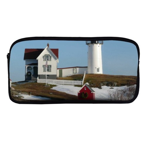 yanfind Pencil Case YHO  Neddick Coast Shore Ocean Maine Rock Lighthouse Bay Roof Light Zipper Pens Pouch Bag for Student Office School