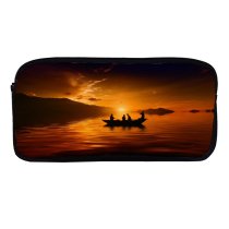 yanfind Pencil Case YHO Sunset Boat Silhouette Dusk Zipper Pens Pouch Bag for Student Office School