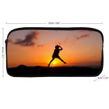 yanfind Pencil Case YHO Sunrise Silhouette Jumping Girl Clouds Happy Mood Zipper Pens Pouch Bag for Student Office School