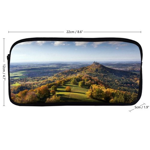 yanfind Pencil Case YHO Sven Muller Castle Landscape Meadow Autumn Trees Scenery Cloudy Sky Aerial Horizon Zipper Pens Pouch Bag for Student Office School