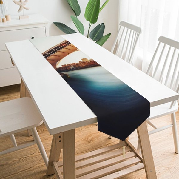 Yanfind Table Runner Gateshead Millennium Bridge United Kingdom Landmark River Tyne Exposure Sunset Boat Curve Everyday Dining Wedding Party Holiday Home Decor