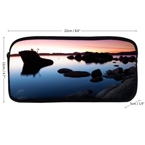 yanfind Pencil Case YHO Romain Guy Landscape Rocks Lake Sunset Dusk Sky Reflection Clear Sky Zipper Pens Pouch Bag for Student Office School