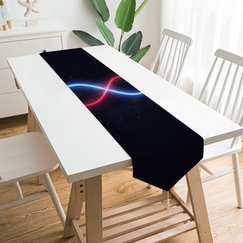 Yanfind Table Runner Black Dark Infinity Stars Night Sky Dark Illuminated Glowing Everyday Dining Wedding Party Holiday Home Decor