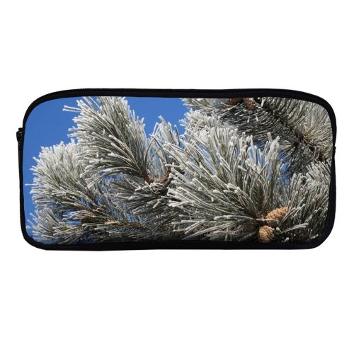 yanfind Pencil Case YHO Winter Frost Freeze Sky Sugar Spruce Branches Woody Plant Cone Branch Needles Zipper Pens Pouch Bag for Student Office School