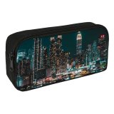 yanfind Pencil Case YHO Sanaan Mazhar York City Skyscrapers Night Cityscape Night City Lights Zipper Pens Pouch Bag for Student Office School