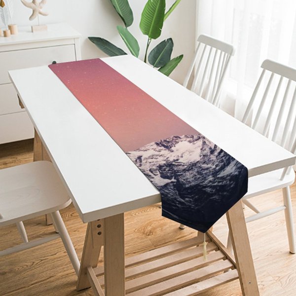 Yanfind Table Runner Marek Piwnicki Alps Mountains Mountain Range Italy Sky Starry Sky Snow Covered Everyday Dining Wedding Party Holiday Home Decor