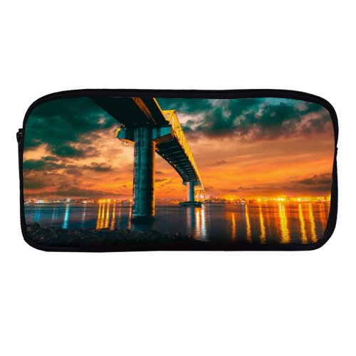 yanfind Pencil Case YHO Sergio Osmeña  Philippines Mactan–Mandaue  Sunset City Lights Dusk Reflection Cloudy Zipper Pens Pouch Bag for Student Office School