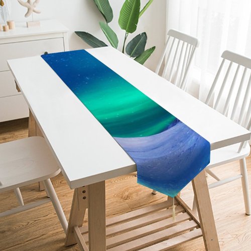 Yanfind Table Runner Jan Kovačík Northern Lights Aurora Sky Iceland Frozen Winter Everyday Dining Wedding Party Holiday Home Decor