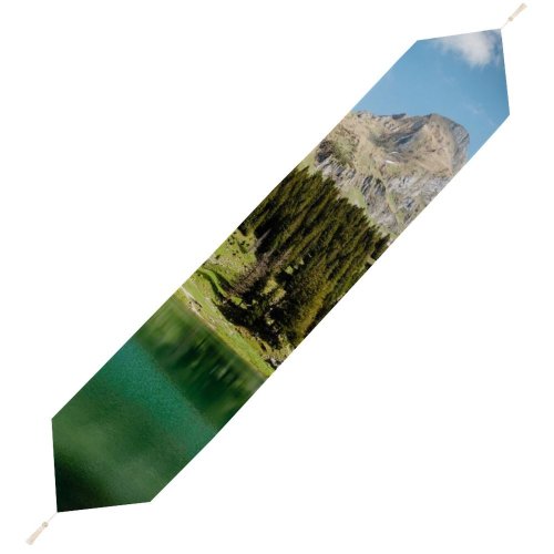 Yanfind Table Runner Gantrischseeli Lake Pine Trees Spring Reflection Mountain Peak Switzerland Everyday Dining Wedding Party Holiday Home Decor