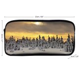 yanfind Pencil Case YHO Snowy Trees Landscape Winter Sunset Snow Covered  Rays Cloudy Sky Zipper Pens Pouch Bag for Student Office School