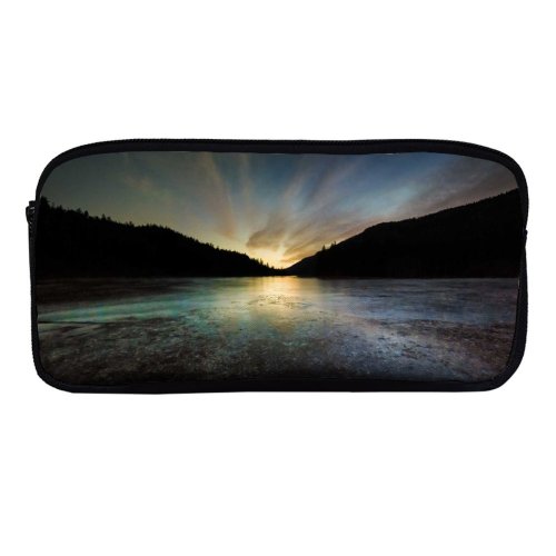 yanfind Pencil Case YHO Rose Valley Reservoir British Columbia  Sunset Frozen Silhouette Landscape Dusk Zipper Pens Pouch Bag for Student Office School