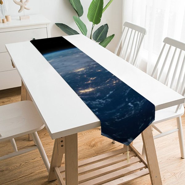 Yanfind Table Runner Space SciFi Earth Spaceship Night Everyday Dining Wedding Party Holiday Home Decor