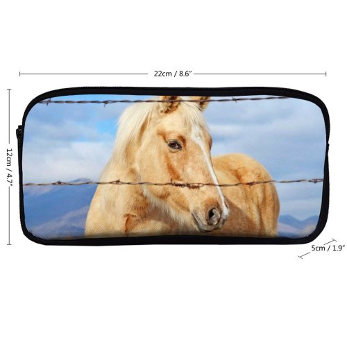 yanfind Pencil Case YHO Horse Fence Portrait Bokeh Zipper Pens Pouch Bag for Student Office School