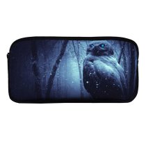 yanfind Pencil Case YHO  Forest Winter Dark Night Eyes Scary Snowfall Zipper Pens Pouch Bag for Student Office School