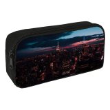 yanfind Pencil Case YHO Rockefeller Center York United States America Cityscape City Lights Night Time Cloudy Zipper Pens Pouch Bag for Student Office School