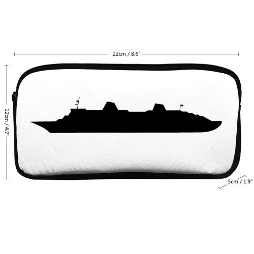 yanfind Pencil Case YHO Vehicle Vessel Ship Silhouette Tourism Illustrat Passenger Sea Boat Sailing Big Ship Zipper Pens Pouch Bag for Student Office School