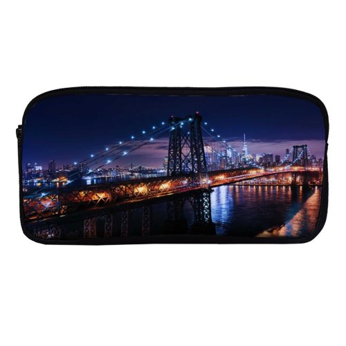 yanfind Pencil Case YHO Zac Ong Williamsburg  Suspension  York City City Lights Night Cityscape Zipper Pens Pouch Bag for Student Office School