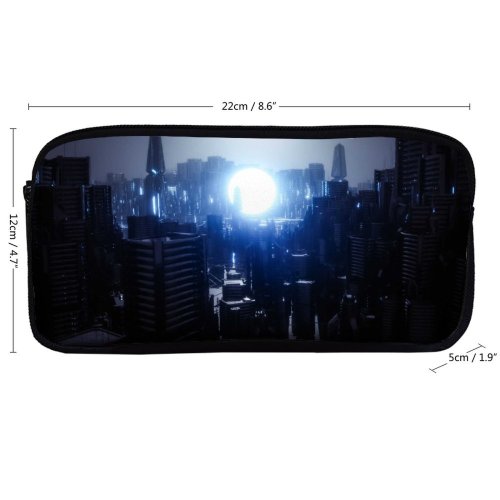 yanfind Pencil Case YHO SciFi Futuristic City Energy  Dark Zipper Pens Pouch Bag for Student Office School