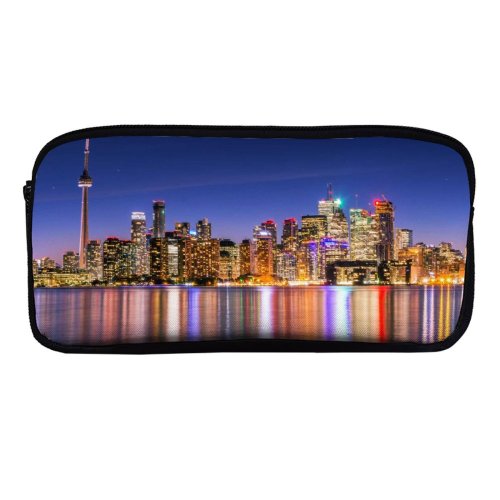 yanfind Pencil Case YHO Harrison Haines Toronto Skyscrapers  Cityscape Night Lights Waterfront Dusk Reflections Architecture Zipper Pens Pouch Bag for Student Office School