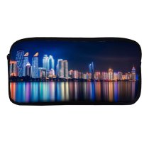 yanfind Pencil Case YHO GoMustang Qingdao China Night Cityscape City Lights Reflections Zipper Pens Pouch Bag for Student Office School