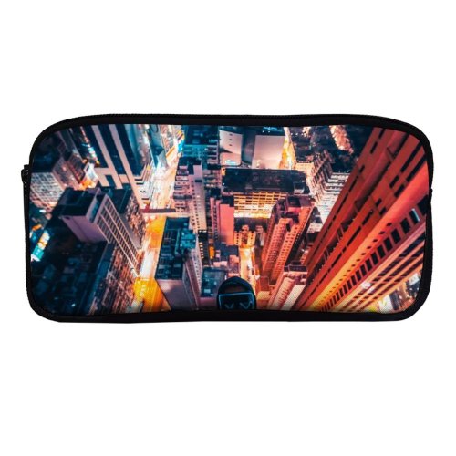 yanfind Pencil Case YHO Simon Zhu Hong Kong City Neon Rooftop Cityscape Nightscape Persons City Lights Zipper Pens Pouch Bag for Student Office School