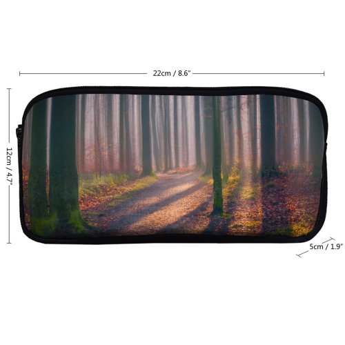 yanfind Pencil Case YHO Hmetosche Autumn Forest Fallen Leaves Fog  Light Trees Woods Zipper Pens Pouch Bag for Student Office School