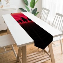 Yanfind Table Runner Graphics CGI Dead Redemption Synthwave Outrun Everyday Dining Wedding Party Holiday Home Decor