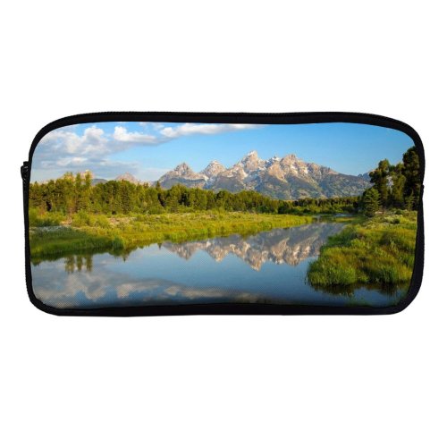 yanfind Pencil Case YHO Robert Bynum Teton Range Rocky Mountains Wyoming USA Mirror Lake Reflection Beaver Zipper Pens Pouch Bag for Student Office School