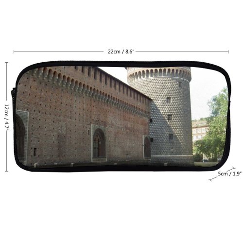 yanfind Pencil Case YHO Wall Building Styles Medieval Ancient Fortification Historic Architecture Classic Facade  Milano Zipper Pens Pouch Bag for Student Office School