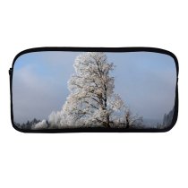yanfind Pencil Case YHO Winter Frost Winter Natural Woody Cloud Landscape Sky Plant  Snow Limetree Zipper Pens Pouch Bag for Student Office School