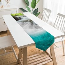 Yanfind Table Runner Anek Suwannaphoom Erawan Falls Waterfall Forest Spring Everyday Dining Wedding Party Holiday Home Decor