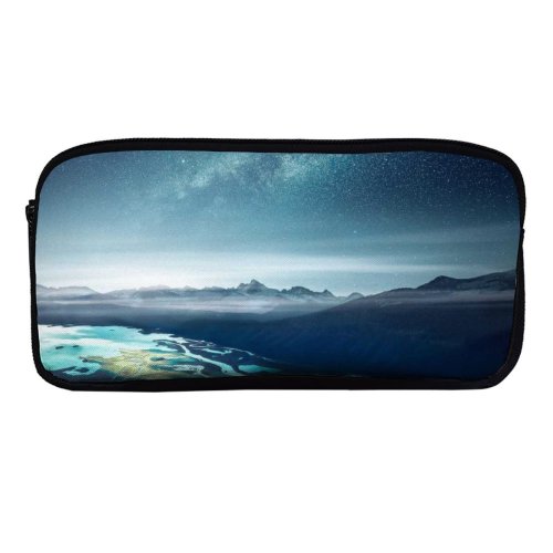 yanfind Pencil Case YHO Grafixart Mountains Starry Sky Night Aerial Landscape Zipper Pens Pouch Bag for Student Office School