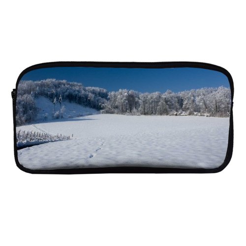 yanfind Pencil Case YHO Winter Frozen Sky Cool Field Swiss Winter Natural Wilderness Landscape  Sky Zipper Pens Pouch Bag for Student Office School