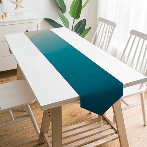 Yanfind Table Runner Willian Justen De Vasconcellos Mountains Foggy Mist Sunrise Turquoise Sky Gradient Landscape Everyday Dining Wedding Party Holiday Home Decor