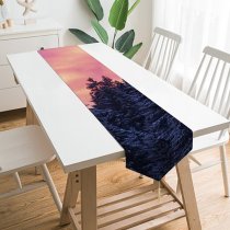 Yanfind Table Runner Bruno Glätsch Snow Covered Tall Trees Sunset Afterglow Winter Purple Sky Scenery Everyday Dining Wedding Party Holiday Home Decor