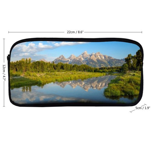 yanfind Pencil Case YHO Robert Bynum Teton Range Rocky Mountains Wyoming USA Mirror Lake Reflection Beaver Zipper Pens Pouch Bag for Student Office School