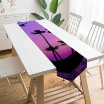 Yanfind Table Runner Xevi Planas Purple Sunrise Clear Sky Palm Trees Scenery Backwaters Sky Everyday Dining Wedding Party Holiday Home Decor